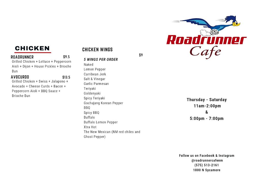 Roadrunner Cafe Menu image 2